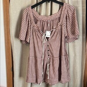 FREE PEOPLE County Line Plaid Romper in Pink/Rose Combo Size XS NWT